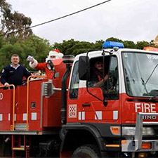 Santa on the fire truck